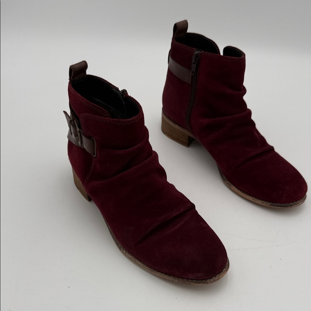 Diba true Women's Burgundy Ankle combat Boots women 8 leather suede casual Y2K